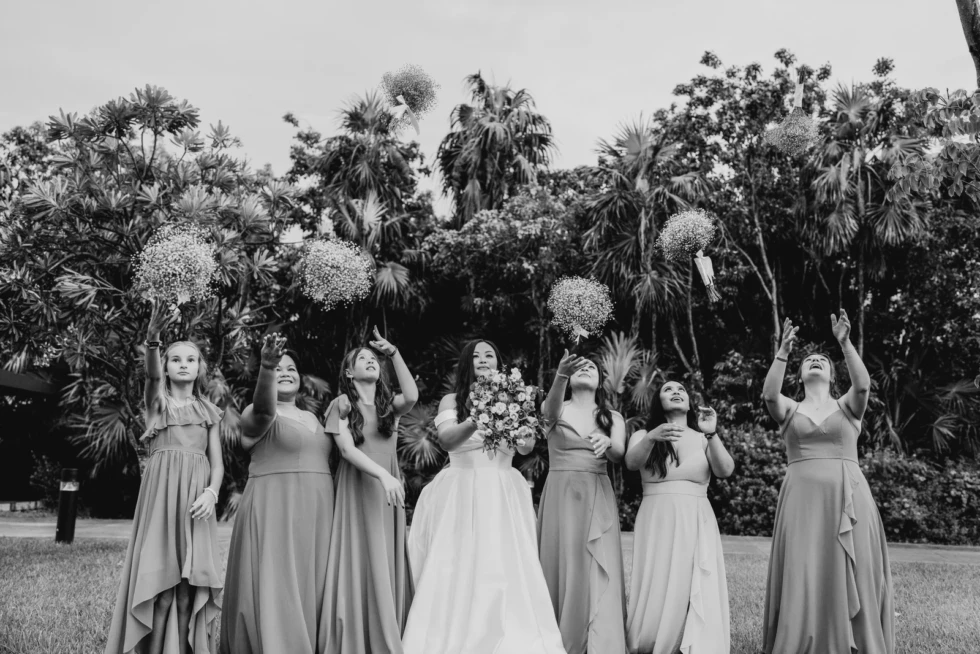 Mix-and-Match Bridesmaid Bouquets for Cancun Flair
